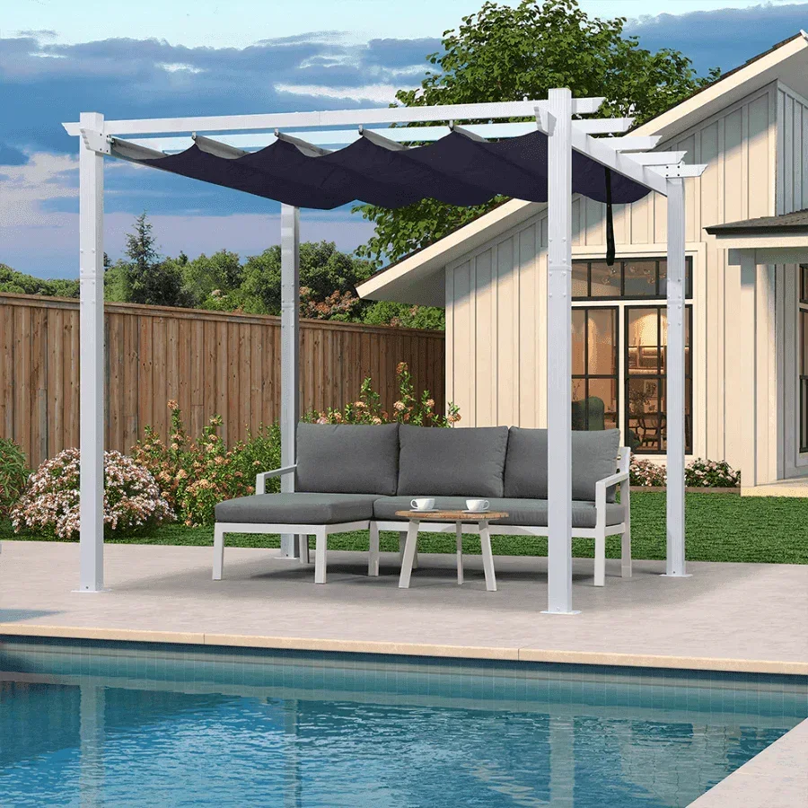PURPLE LEAF Outdoor Retractable Pergola with Sun Shade Canopy Cover White Patio Metal Shelter for Garden Pavilion Grill Gazebo Grape Trellis Pergola - Image 57