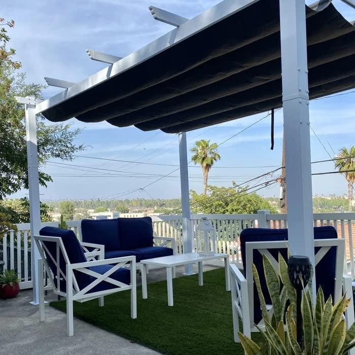 PURPLE LEAF Outdoor Retractable Pergola with Sun Shade Canopy Cover White Patio Metal Shelter for Garden Pavilion Grill Gazebo Grape Trellis Pergola - Image 61