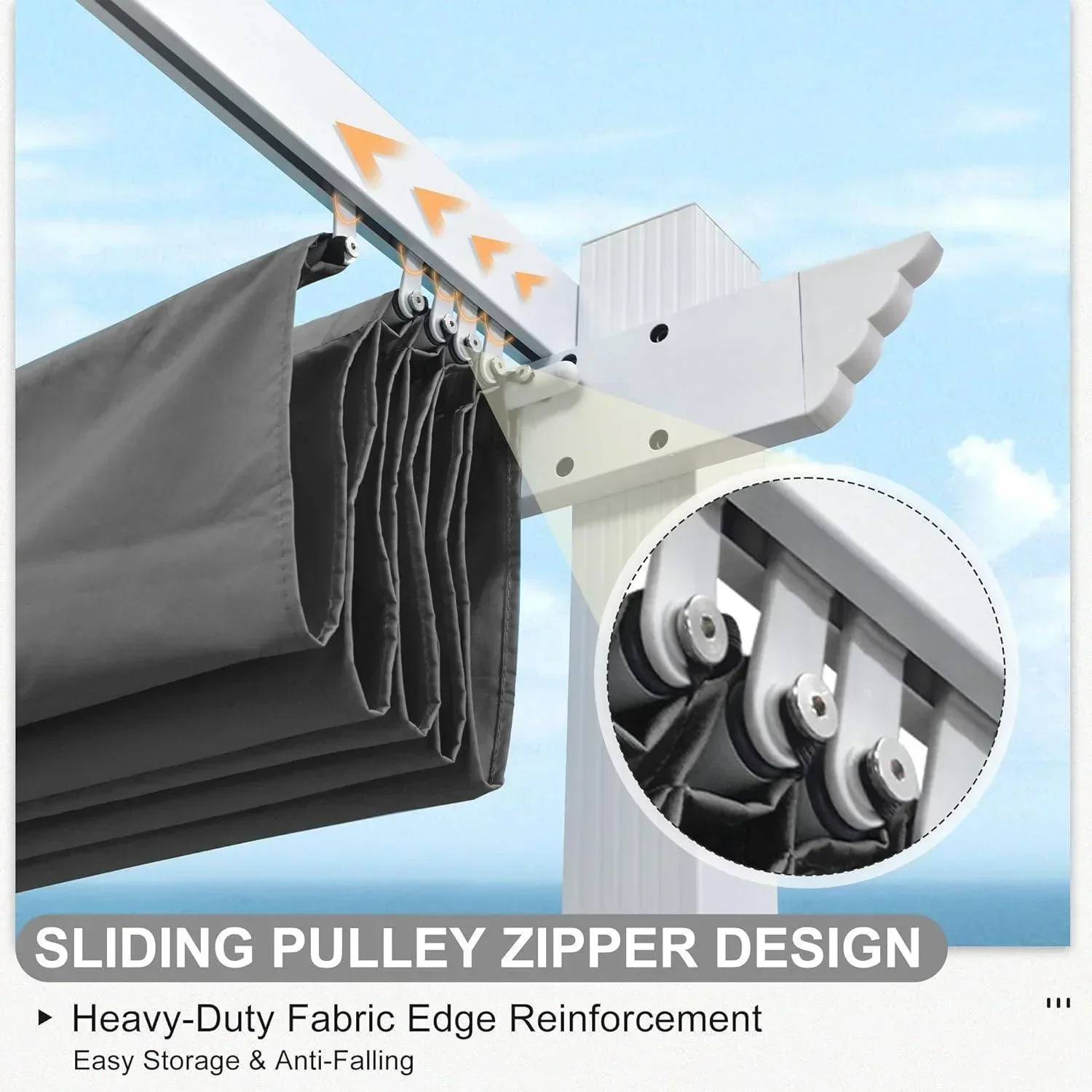 PURPLE LEAF Outdoor Retractable Pergola with Sun Shade Canopy Cover White Patio Metal Shelter for Garden Pavilion Grill Gazebo Grape Trellis Pergola - Image 73