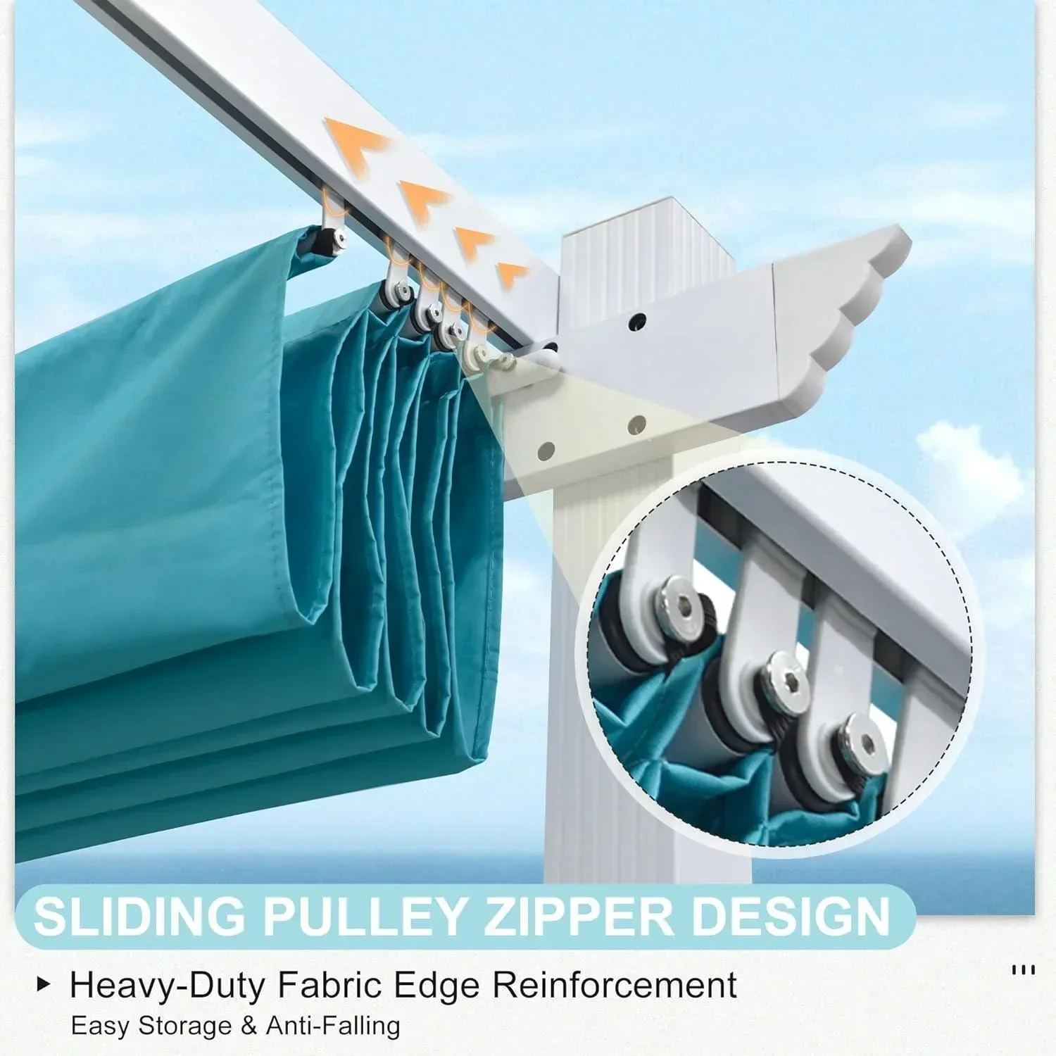 PURPLE LEAF Outdoor Retractable Pergola with Sun Shade Canopy Cover White Patio Metal Shelter for Garden Pavilion Grill Gazebo Grape Trellis Pergola - Image 76