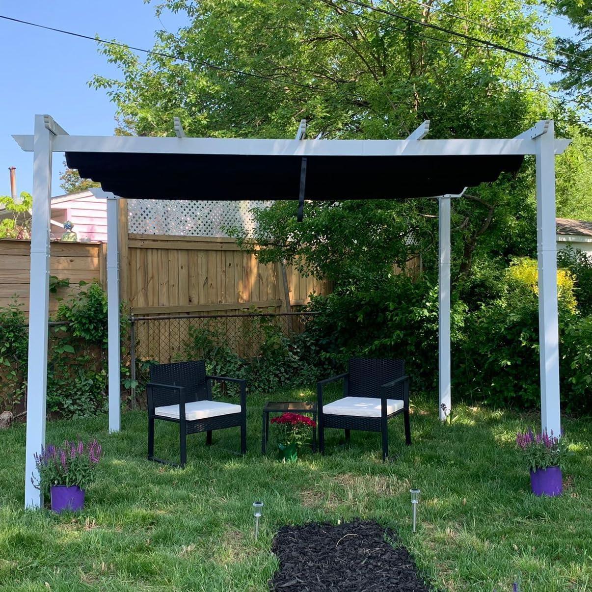 PURPLE LEAF Outdoor Retractable Pergola with Sun Shade Canopy Cover White Patio Metal Shelter for Garden Pavilion Grill Gazebo Grape Trellis Pergola - Image 78