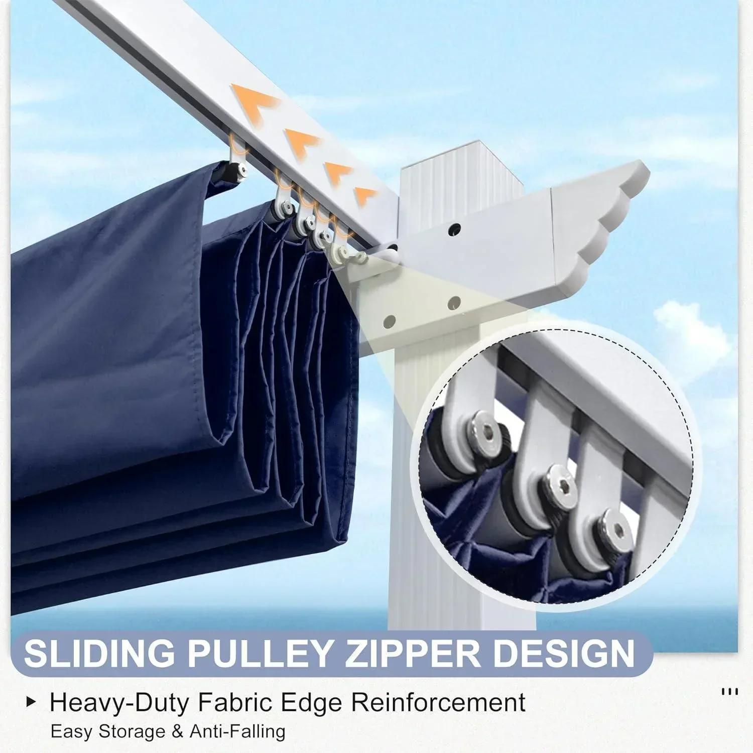 PURPLE LEAF Outdoor Retractable Pergola with Sun Shade Canopy Cover White Patio Metal Shelter for Garden Pavilion Grill Gazebo Grape Trellis Pergola - Image 84