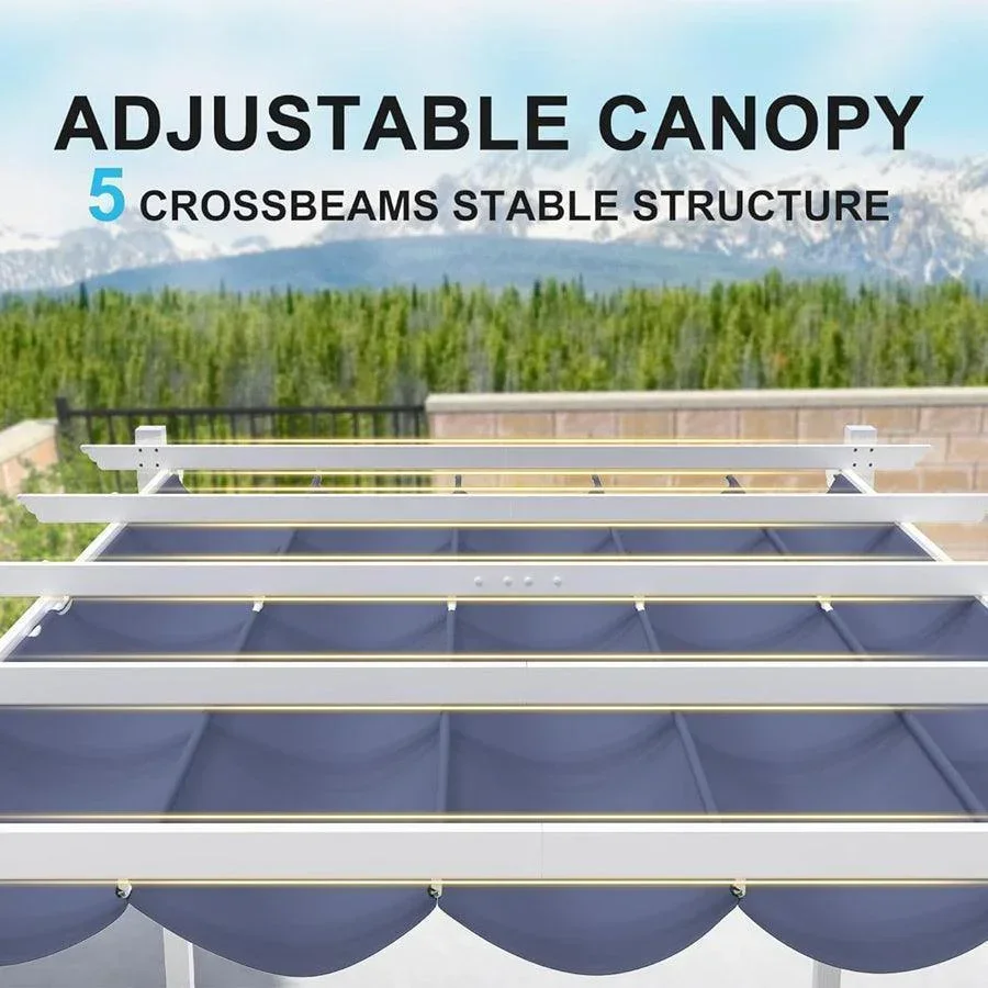 PURPLE LEAF Outdoor Retractable Pergola with Sun Shade Canopy Cover White Patio Metal Shelter for Garden Pavilion Grill Gazebo Grape Trellis Pergola - Image 92