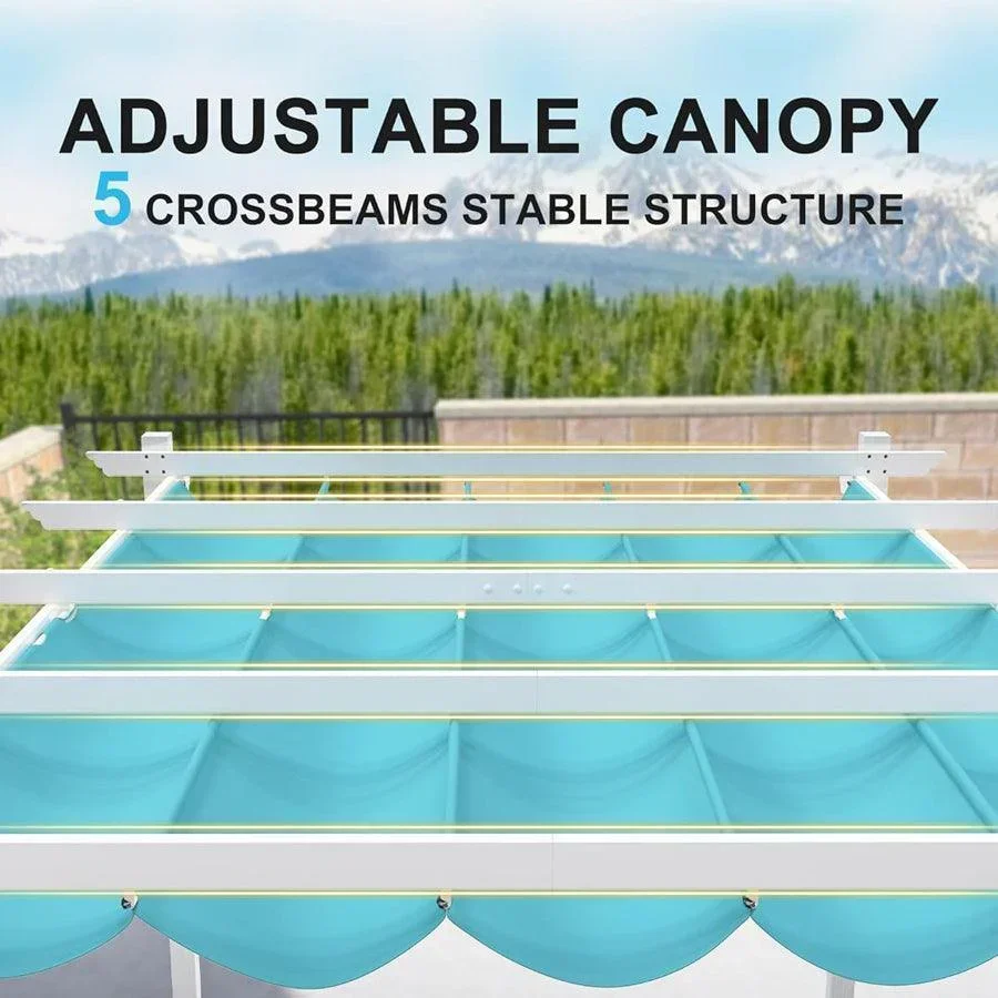 PURPLE LEAF Outdoor Retractable Pergola with Sun Shade Canopy Cover White Patio Metal Shelter for Garden Pavilion Grill Gazebo Grape Trellis Pergola - Image 93