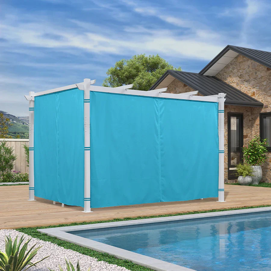 PURPLE LEAF Outdoor Retractable Pergola with Sun Shade Canopy Cover White Patio Metal Shelter for Garden With Curtains - Image 93