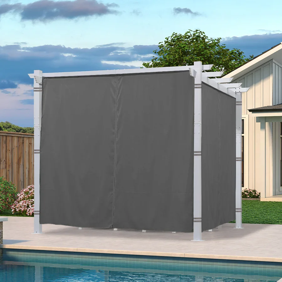 PURPLE LEAF Outdoor Retractable Pergola with Sun Shade Canopy Cover White Patio Metal Shelter for Garden With Curtains - Image 99