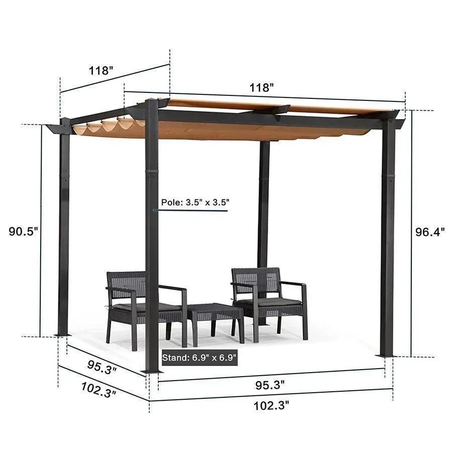 PURPLE LEAF Outdoor Retractable Pergola with Sun Shade Canopy Patio Aluminum Pergola for Garden - Image 133