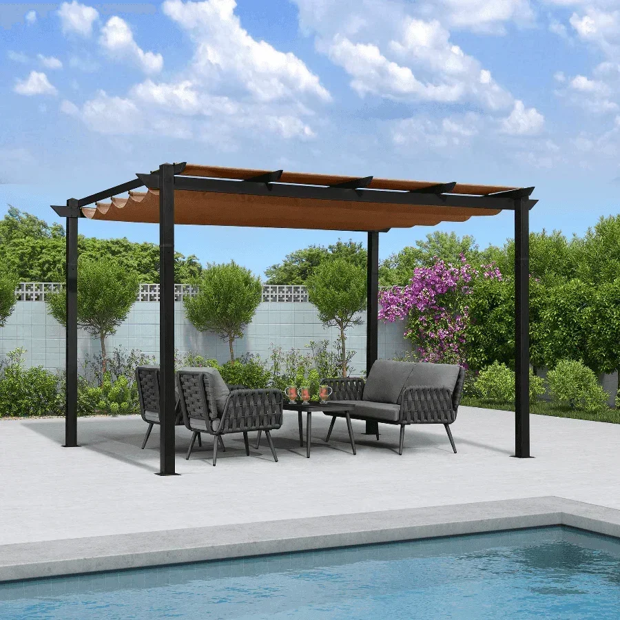 PURPLE LEAF Outdoor Retractable Pergola with Sun Shade Canopy Patio Aluminum Pergola for Garden - Image 8