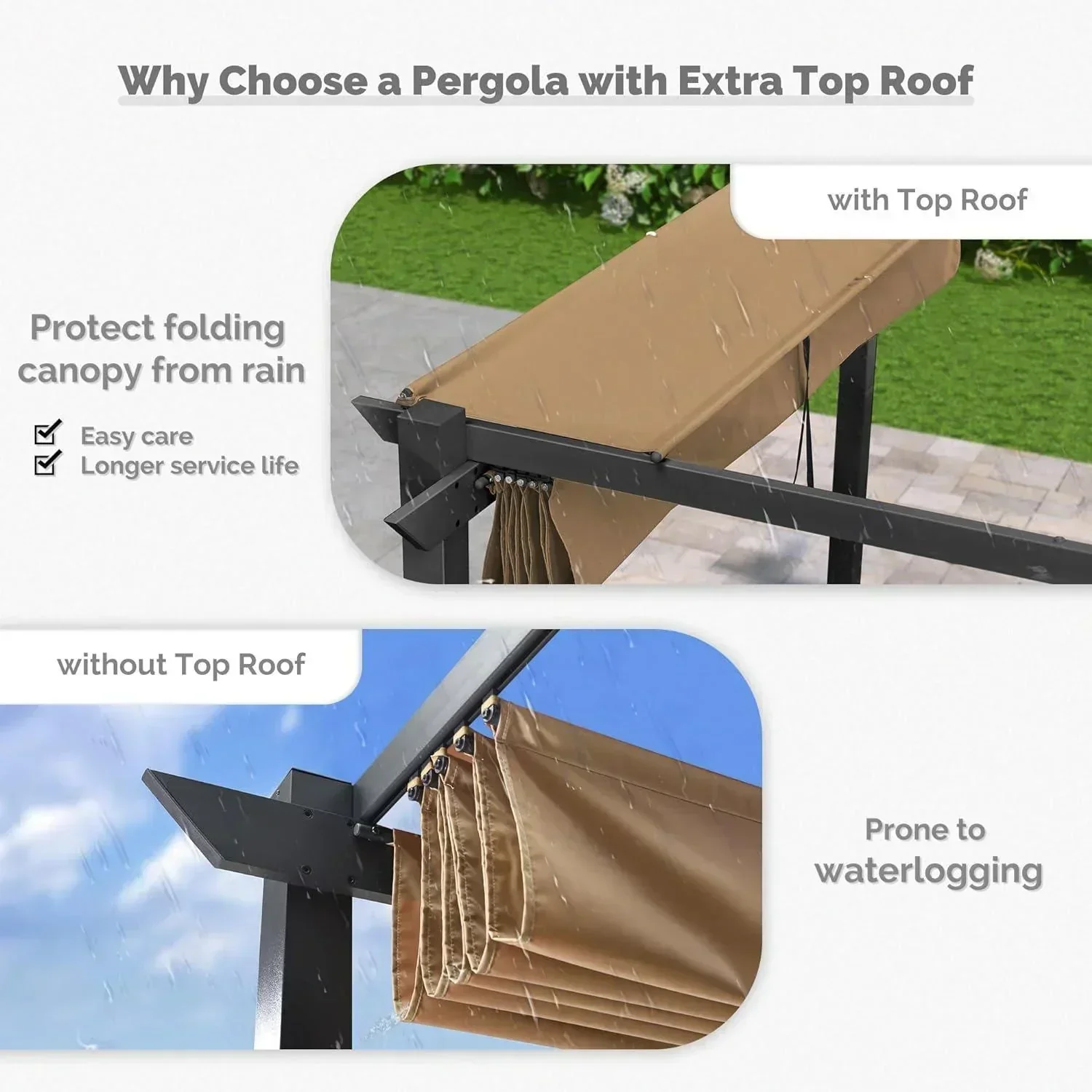 PURPLE LEAF Outdoor Retractable Pergola with Sun Shade Canopy Patio Aluminum Pergola for Garden - Image 107