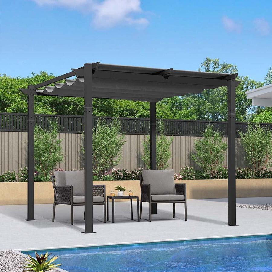 PURPLE LEAF Outdoor Retractable Pergola with Sun Shade Canopy Patio Aluminum Pergola for Garden - Image 9