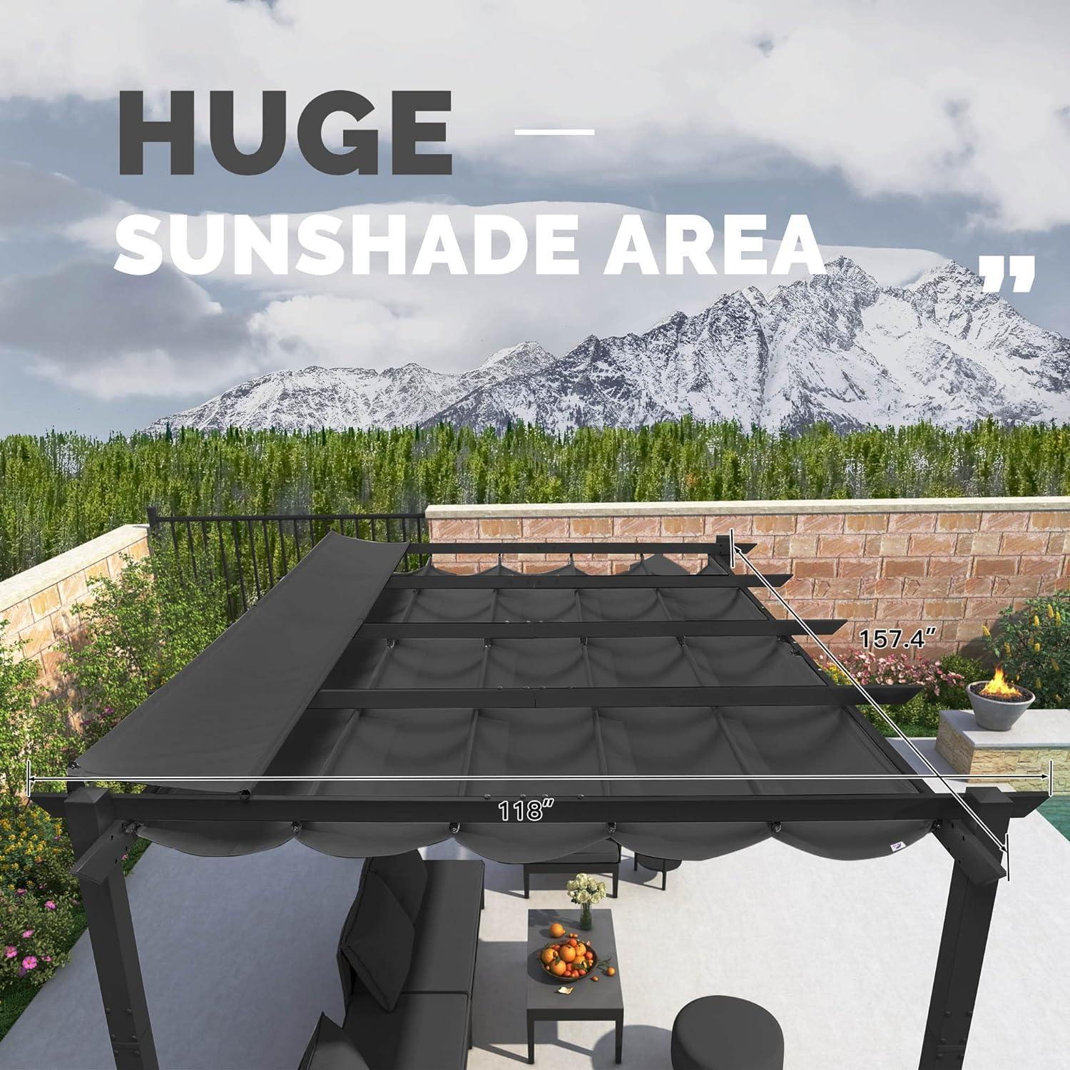 PURPLE LEAF Outdoor Retractable Pergola with Sun Shade Canopy Patio Aluminum Pergola for Garden - Image 111