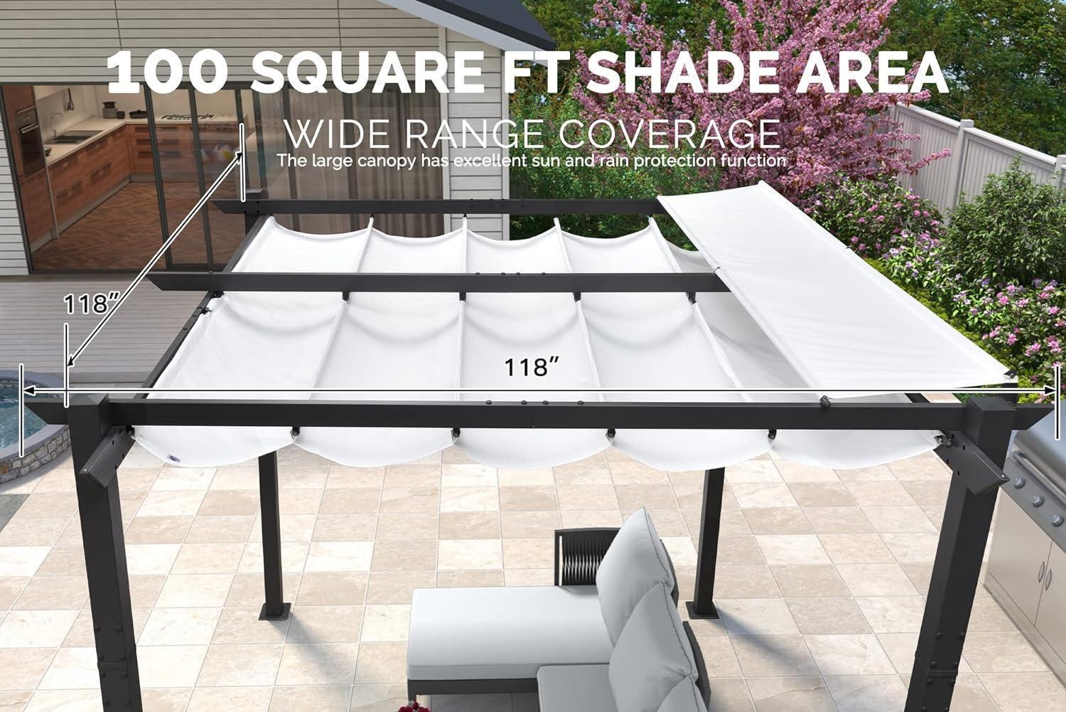 PURPLE LEAF Outdoor Retractable Pergola with Sun Shade Canopy Patio Aluminum Pergola for Garden - Image 114