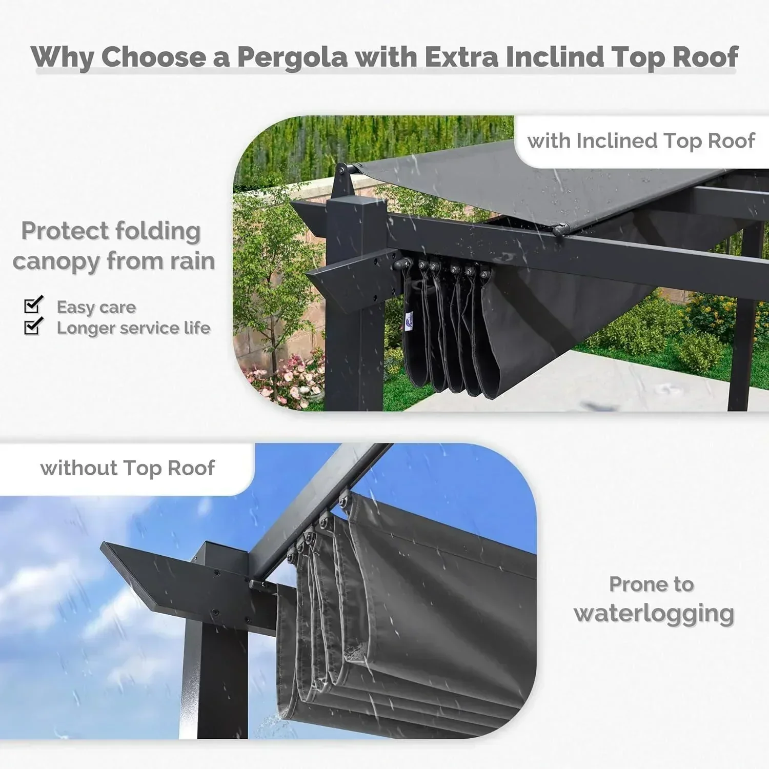 PURPLE LEAF Outdoor Retractable Pergola with Sun Shade Canopy Patio Aluminum Pergola for Garden - Image 115