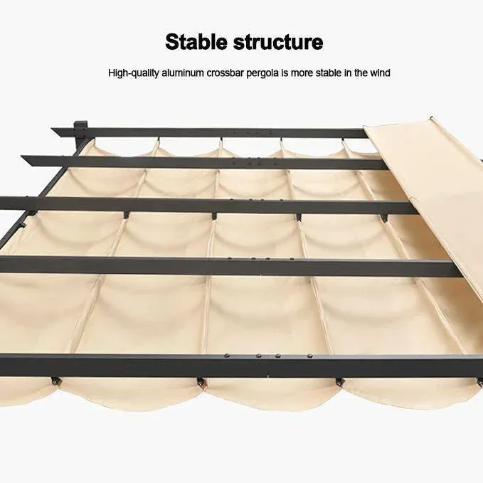 PURPLE LEAF Outdoor Retractable Pergola with Sun Shade Canopy Patio Aluminum Pergola for Garden - Image 119