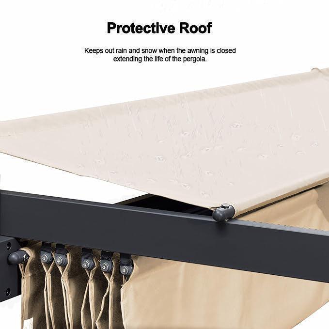 PURPLE LEAF Outdoor Retractable Pergola with Sun Shade Canopy Patio Aluminum Pergola for Garden - Image 120