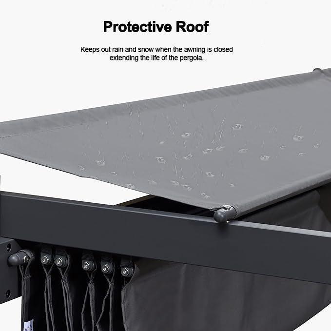 PURPLE LEAF Outdoor Retractable Pergola with Sun Shade Canopy Patio Aluminum Pergola for Garden - Image 122