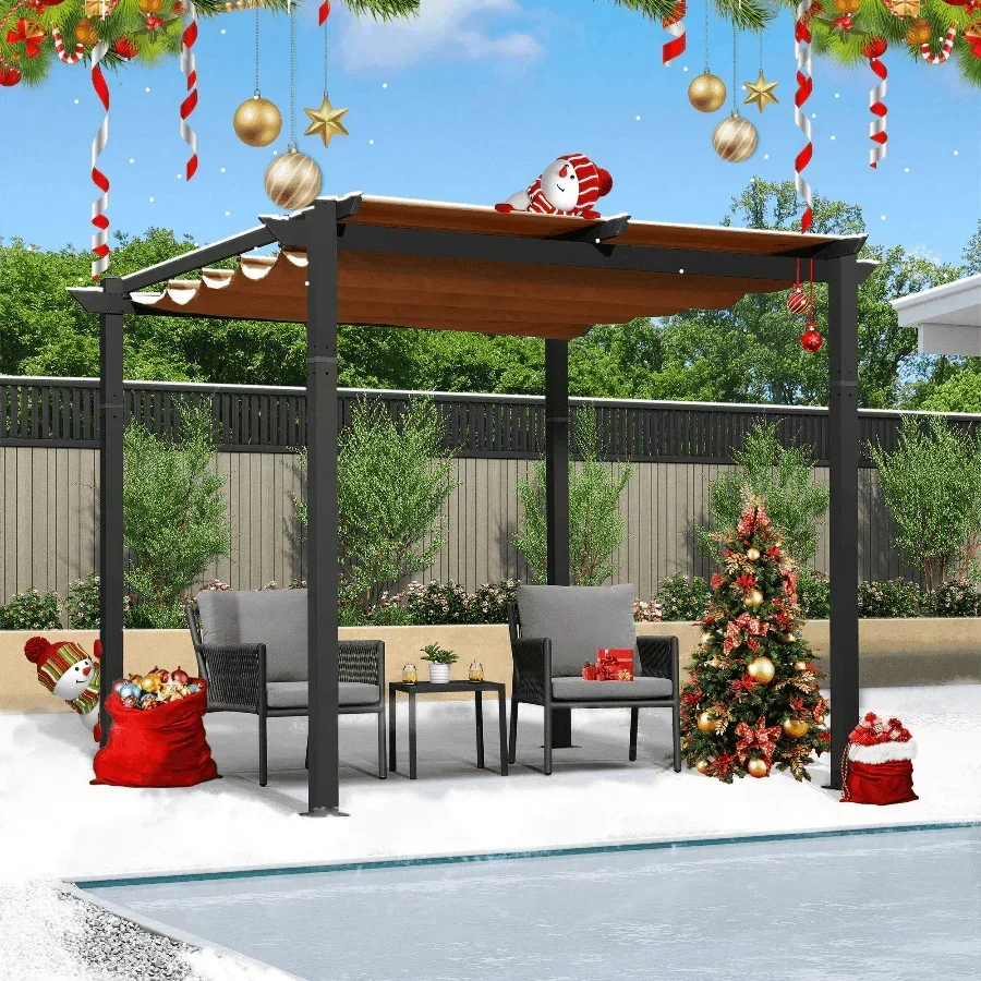PURPLE LEAF Outdoor Retractable Pergola with Sun Shade Canopy Patio Aluminum Pergola for Garden - Image 12