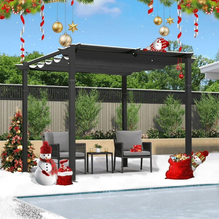 PURPLE LEAF Outdoor Retractable Pergola with Sun Shade Canopy Patio Aluminum Pergola for Garden - Image 19