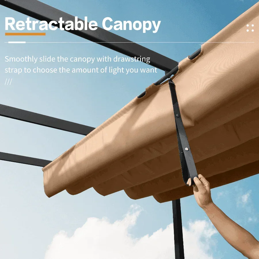 PURPLE LEAF Outdoor Retractable Pergola with Sun Shade Canopy Patio Aluminum Pergola for Garden - Image 23