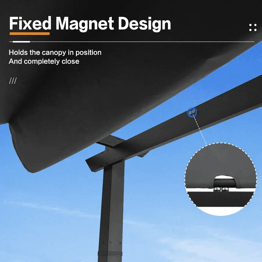 PURPLE LEAF Outdoor Retractable Pergola with Sun Shade Canopy Patio Aluminum Pergola for Garden - Image 29