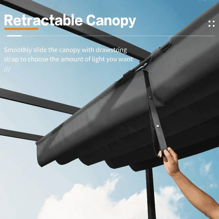 PURPLE LEAF Outdoor Retractable Pergola with Sun Shade Canopy Patio Aluminum Pergola for Garden - Image 30