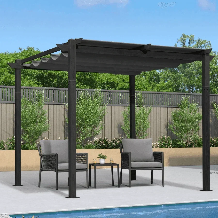 PURPLE LEAF Outdoor Retractable Pergola with Sun Shade Canopy Patio Aluminum Pergola for Garden - Image 34