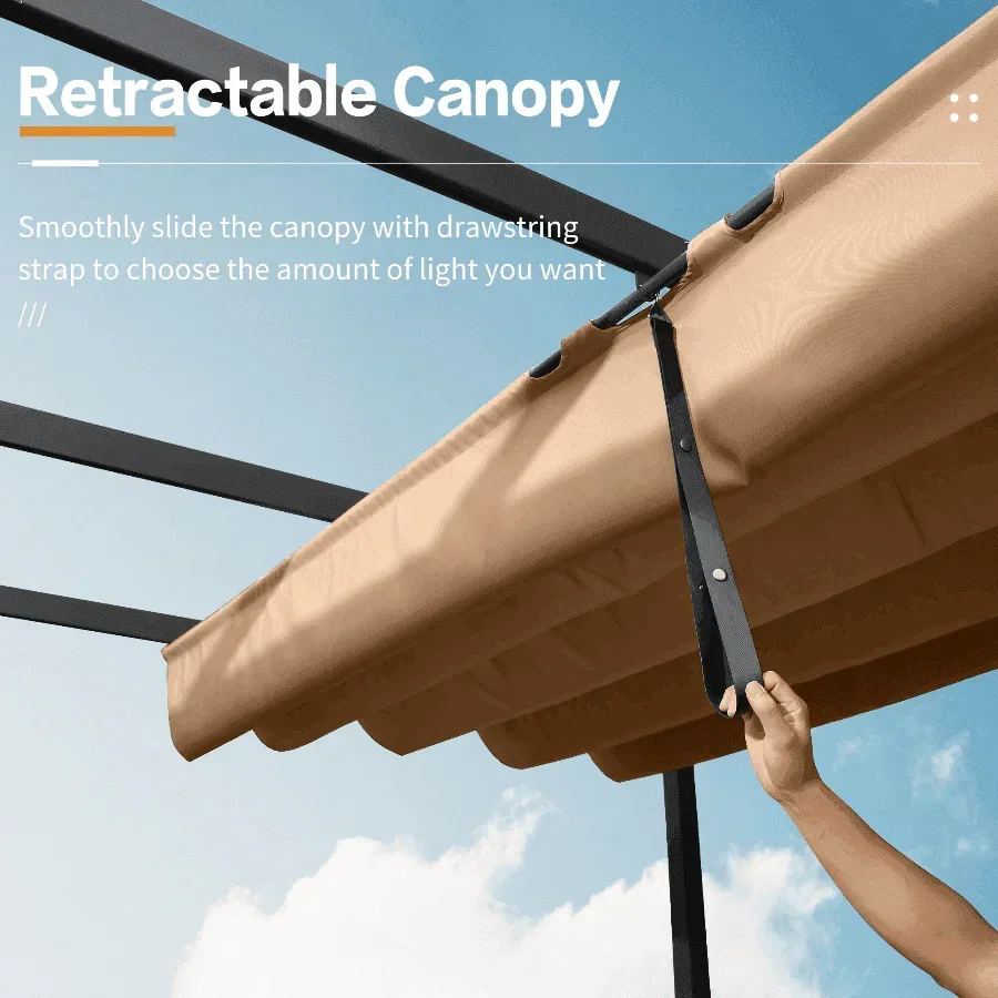 PURPLE LEAF Outdoor Retractable Pergola with Sun Shade Canopy Patio Aluminum Pergola for Garden - Image 37