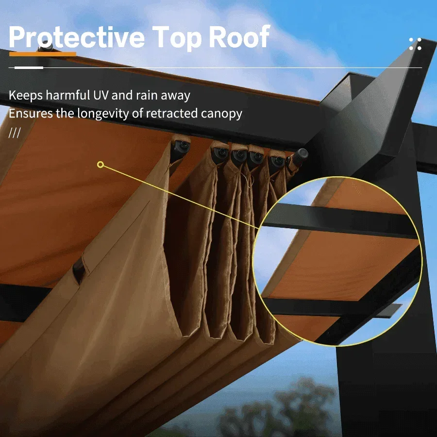 PURPLE LEAF Outdoor Retractable Pergola with Sun Shade Canopy Patio Aluminum Pergola for Garden - Image 38