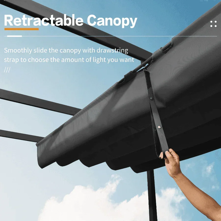 PURPLE LEAF Outdoor Retractable Pergola with Sun Shade Canopy Patio Aluminum Pergola for Garden - Image 46