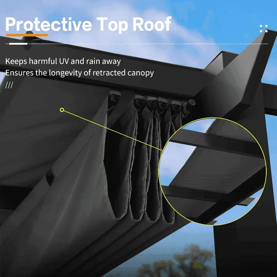 PURPLE LEAF Outdoor Retractable Pergola with Sun Shade Canopy Patio Aluminum Pergola for Garden - Image 47