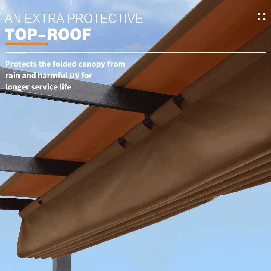 PURPLE LEAF Outdoor Retractable Pergola with Sun Shade Canopy Patio Aluminum Pergola for Garden - Image 57