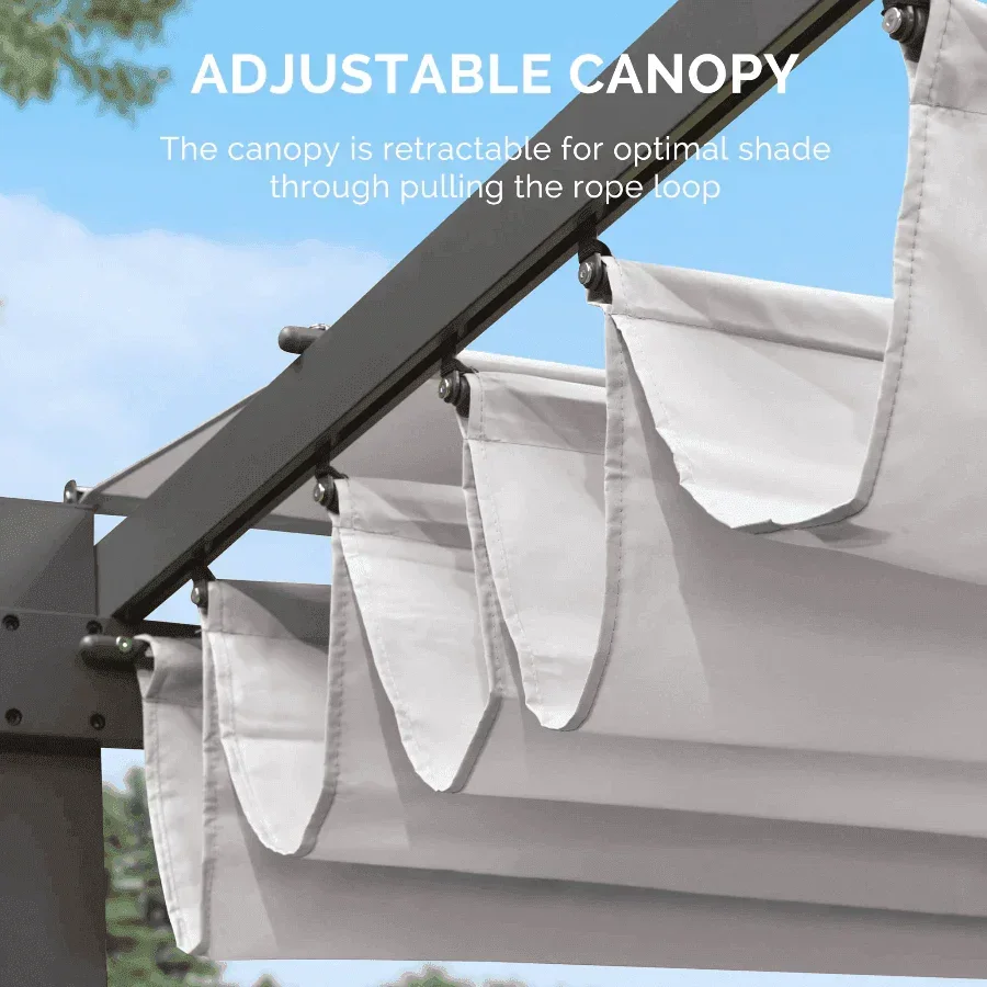 PURPLE LEAF Outdoor Retractable Pergola with Sun Shade Canopy Patio Aluminum Pergola for Garden - Image 60