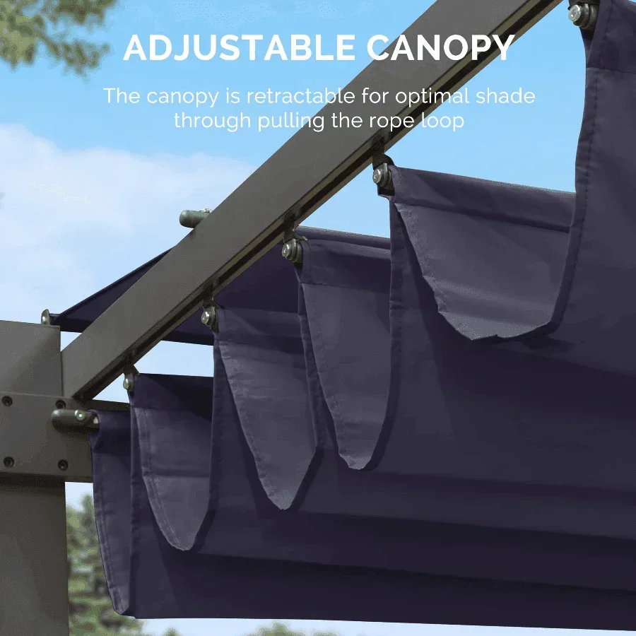 PURPLE LEAF Outdoor Retractable Pergola with Sun Shade Canopy Patio Aluminum Pergola for Garden - Image 75