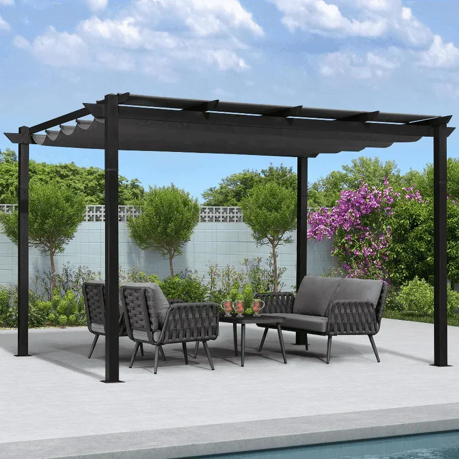 PURPLE LEAF Outdoor Retractable Pergola with Sun Shade Canopy Patio Aluminum Pergola for Garden - Image 6