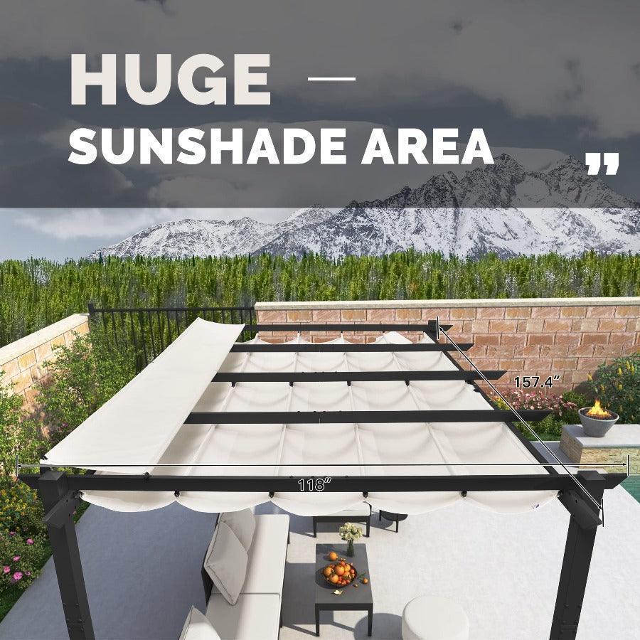 PURPLE LEAF Outdoor Retractable Pergola with Sun Shade Canopy Patio Aluminum Pergola for Garden - Image 90