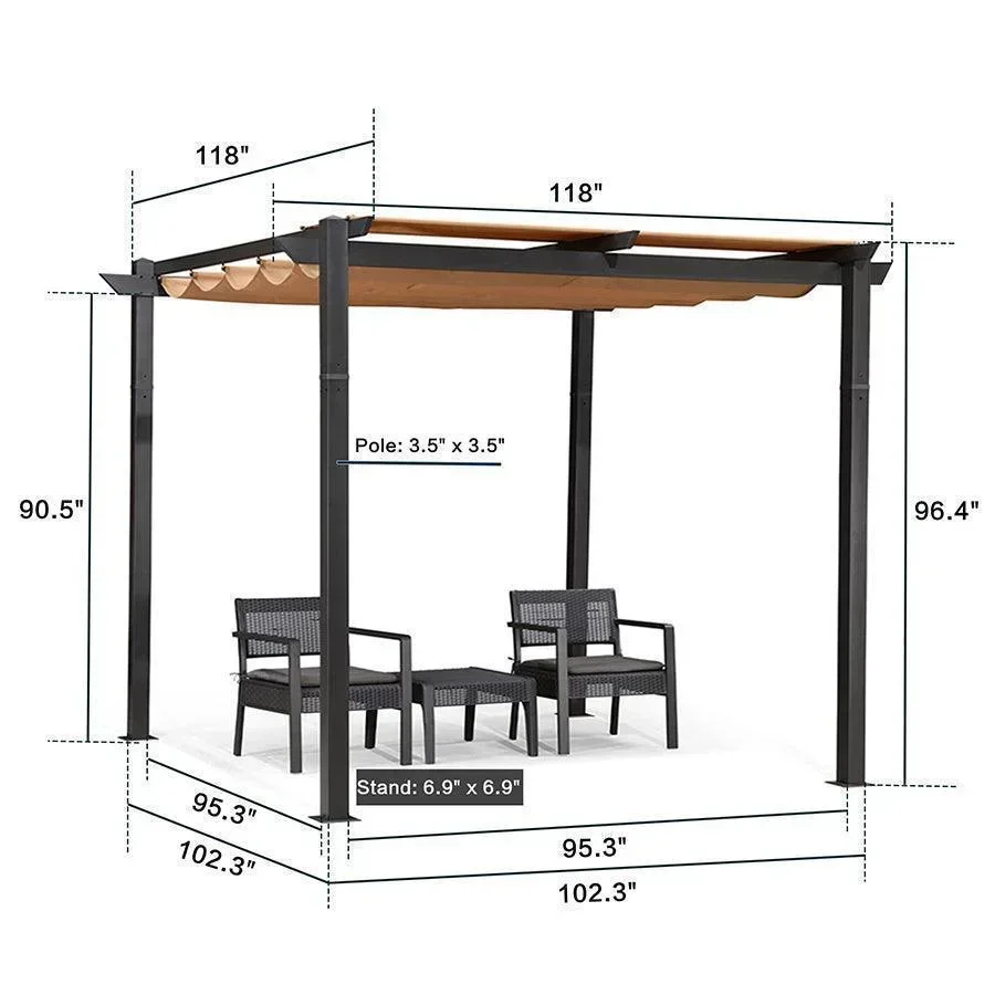 PURPLE LEAF Outdoor Retractable Pergola with Sun Shade Canopy Patio Aluminum Pergola for Garden - Image 94