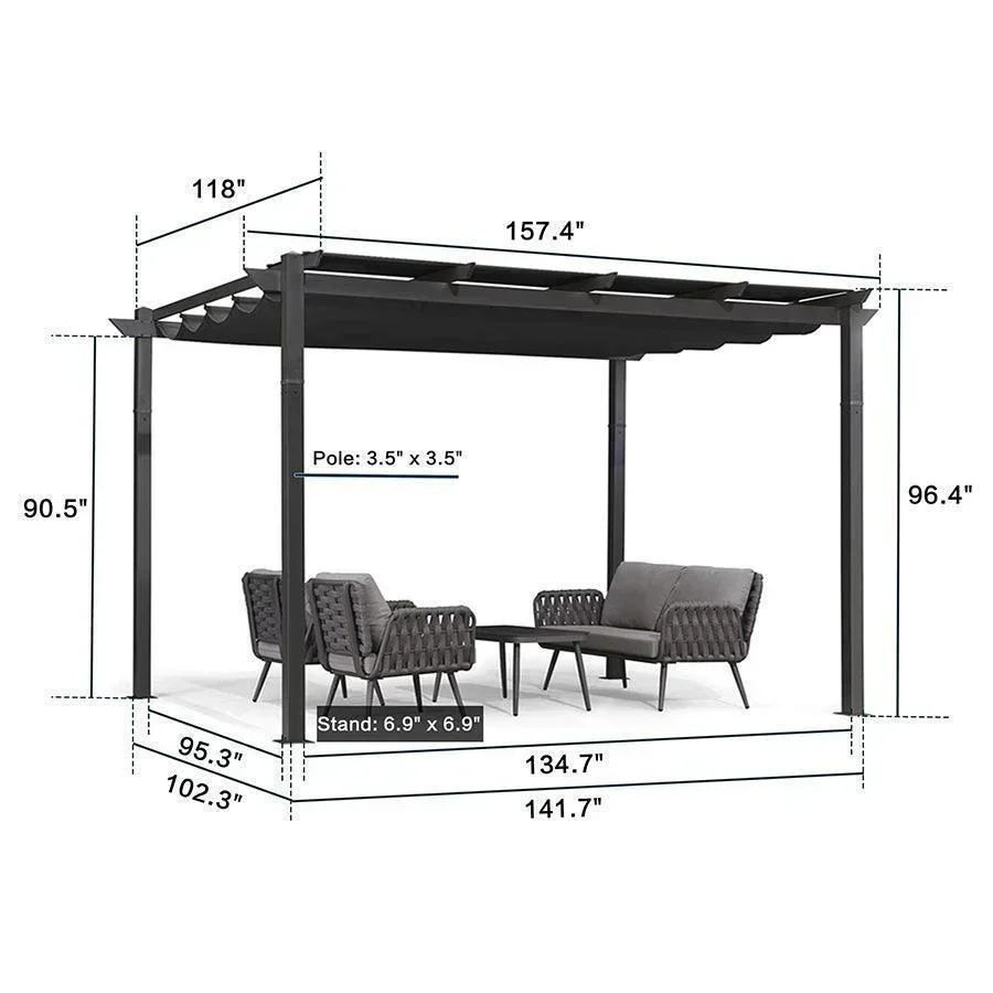 PURPLE LEAF Outdoor Retractable Pergola with Sun Shade Canopy Patio Aluminum Pergola for Garden - Image 96