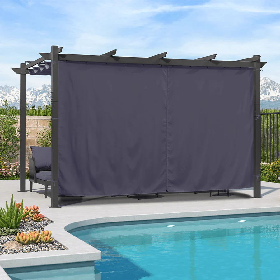 PURPLE LEAF Outdoor Retractable Pergola with Sun Shade Canopy Patio Aluminum Pergola With Curtains - Image 134