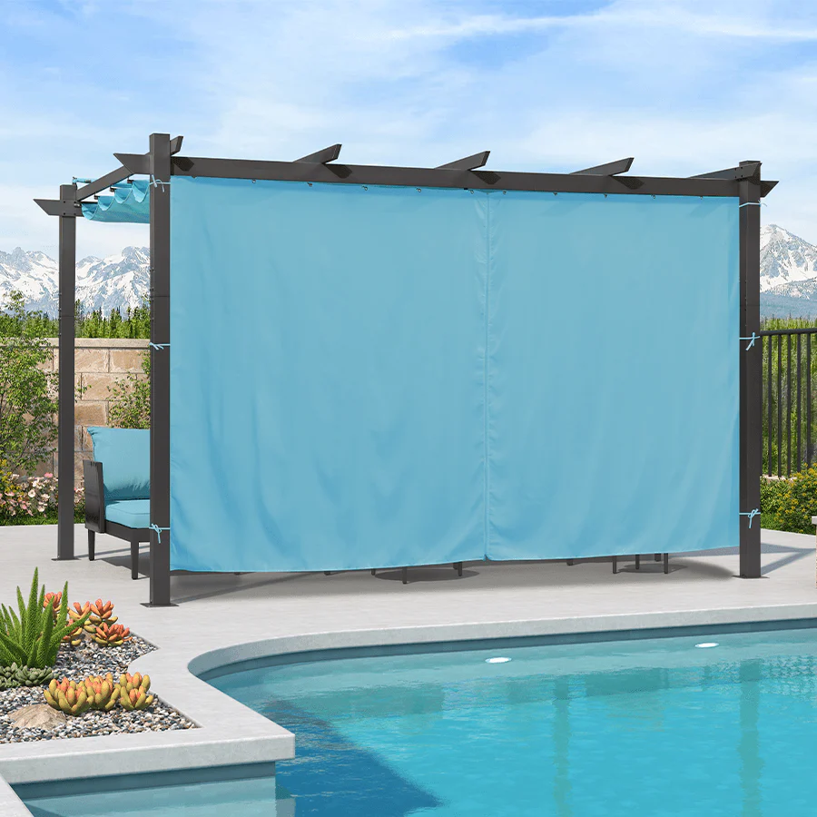 PURPLE LEAF Outdoor Retractable Pergola with Sun Shade Canopy Patio Aluminum Pergola With Curtains - Image 136