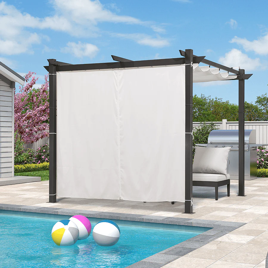 PURPLE LEAF Outdoor Retractable Pergola with Sun Shade Canopy Patio Aluminum Pergola With Curtains - Image 145