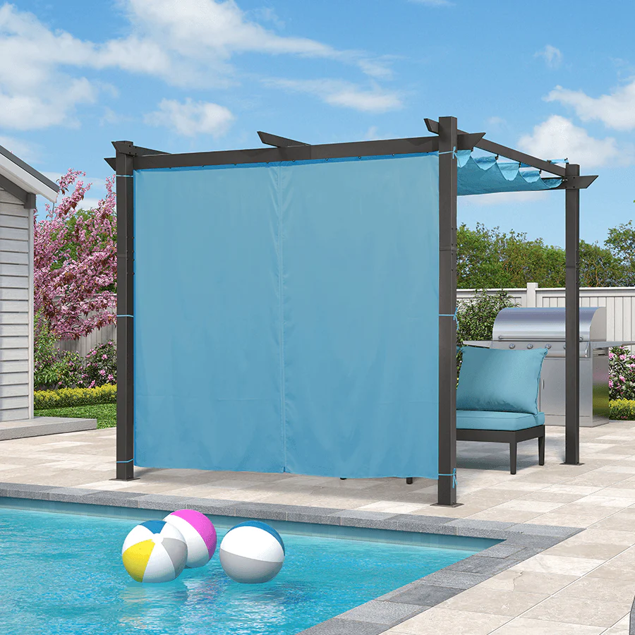 PURPLE LEAF Outdoor Retractable Pergola with Sun Shade Canopy Patio Aluminum Pergola With Curtains - Image 150