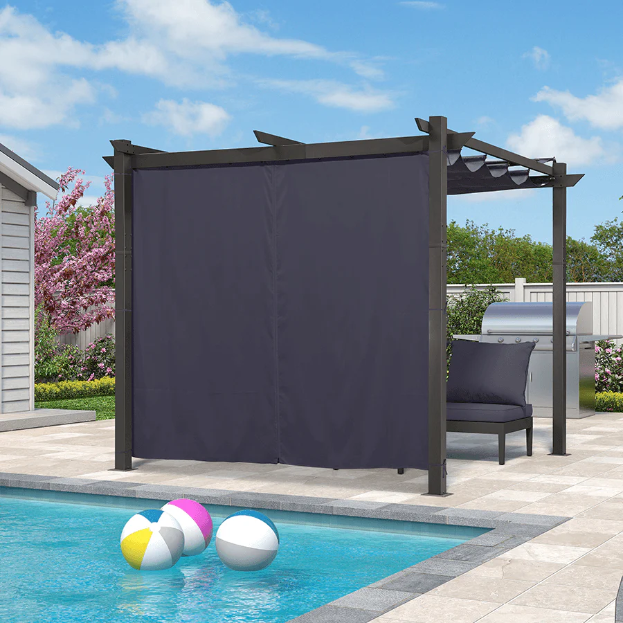 PURPLE LEAF Outdoor Retractable Pergola with Sun Shade Canopy Patio Aluminum Pergola With Curtains - Image 151