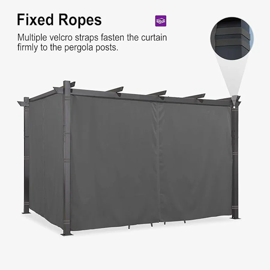 PURPLE LEAF Outdoor Retractable Pergola with Sun Shade Canopy Patio Aluminum Pergola With Curtains - Image 156