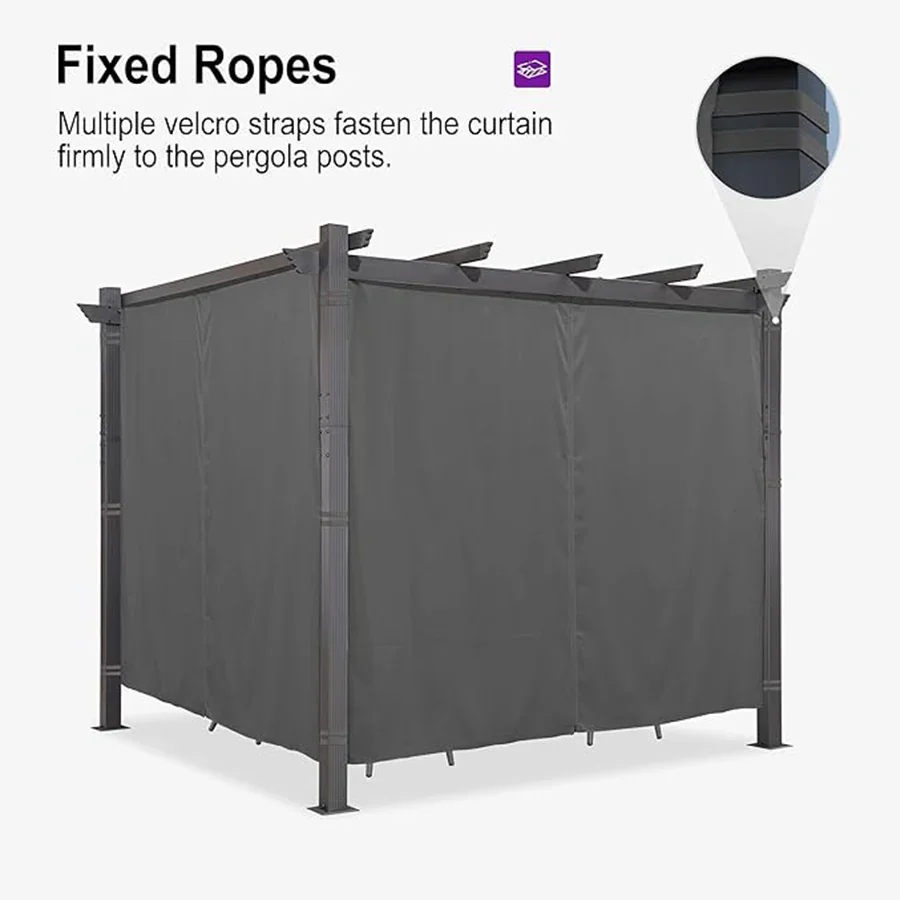 PURPLE LEAF Outdoor Retractable Pergola with Sun Shade Canopy Patio Aluminum Pergola With Curtains - Image 159