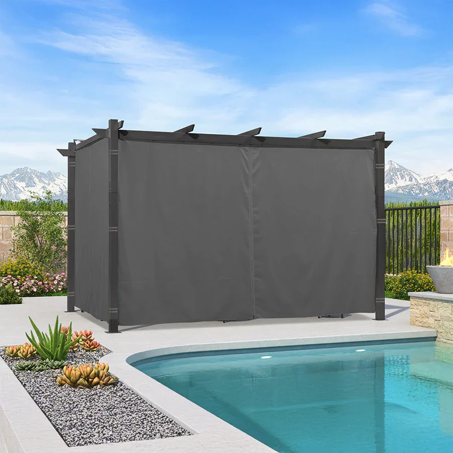 PURPLE LEAF Outdoor Retractable Pergola with Sun Shade Canopy Patio Aluminum Pergola With Curtains - Image 164