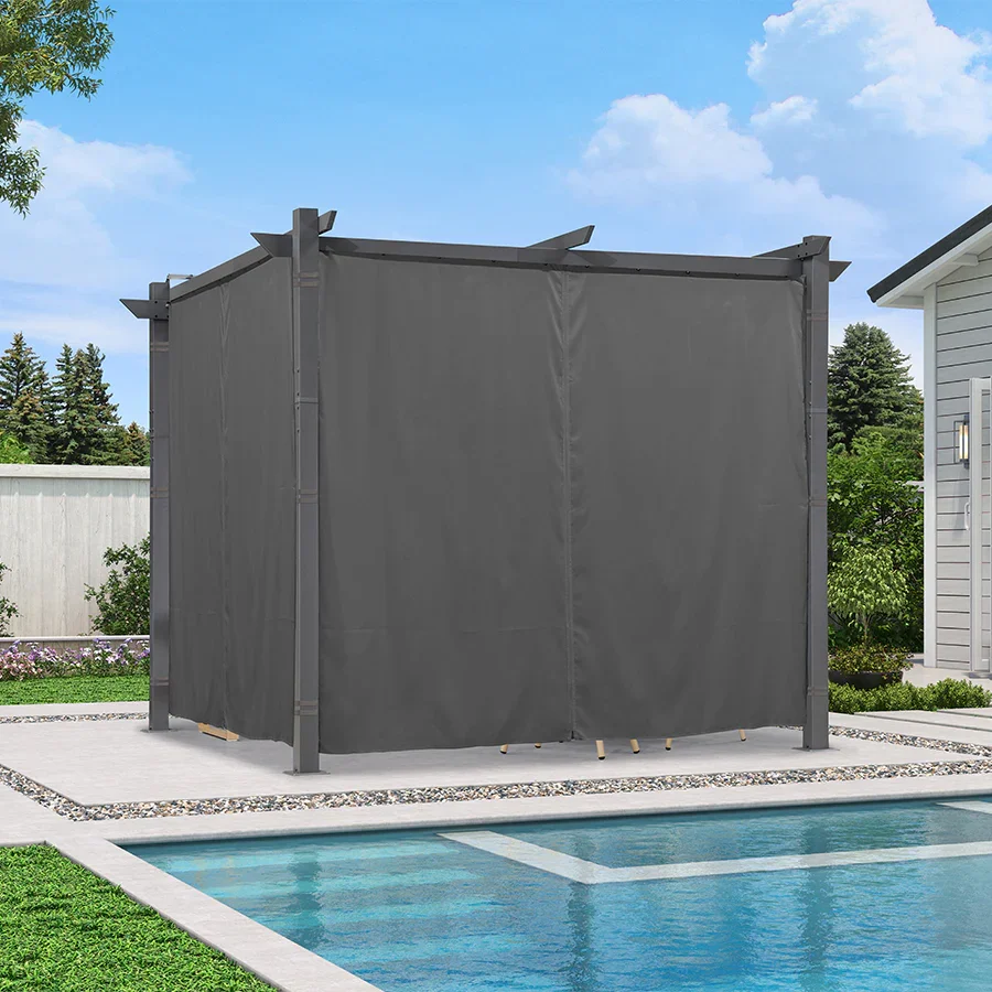 PURPLE LEAF Outdoor Retractable Pergola with Sun Shade Canopy Patio Aluminum Pergola With Curtains - Image 167