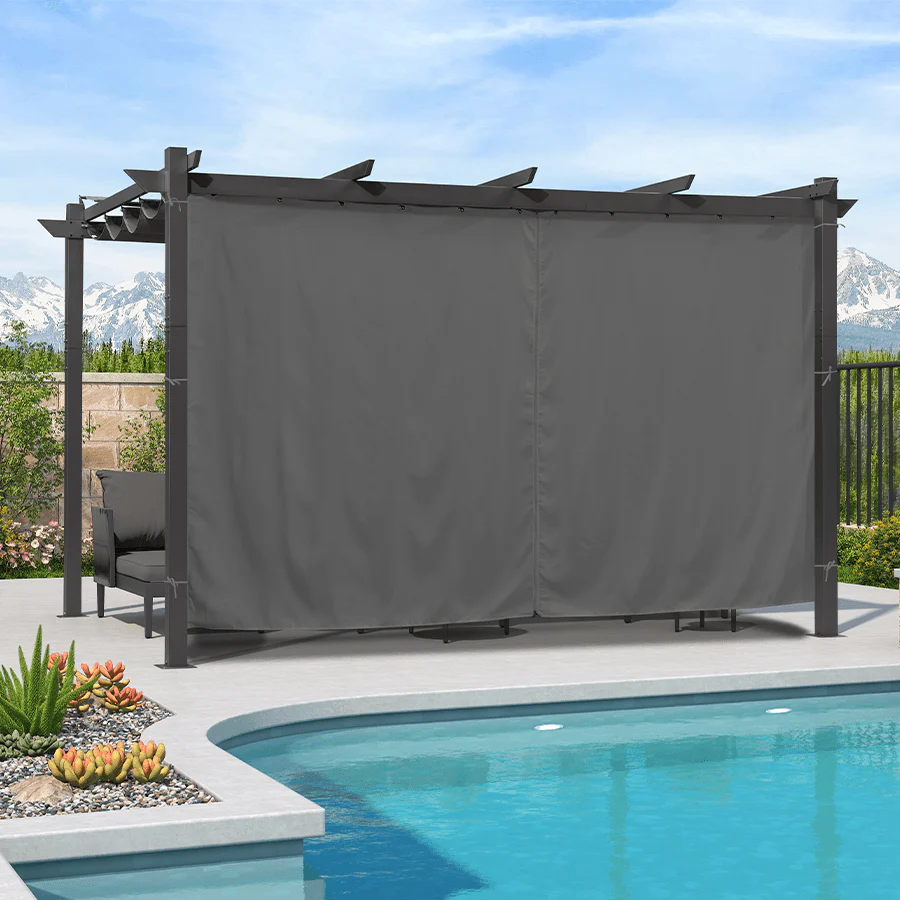 PURPLE LEAF Outdoor Retractable Pergola with Sun Shade Canopy Patio Aluminum Pergola With Curtains - Image 3