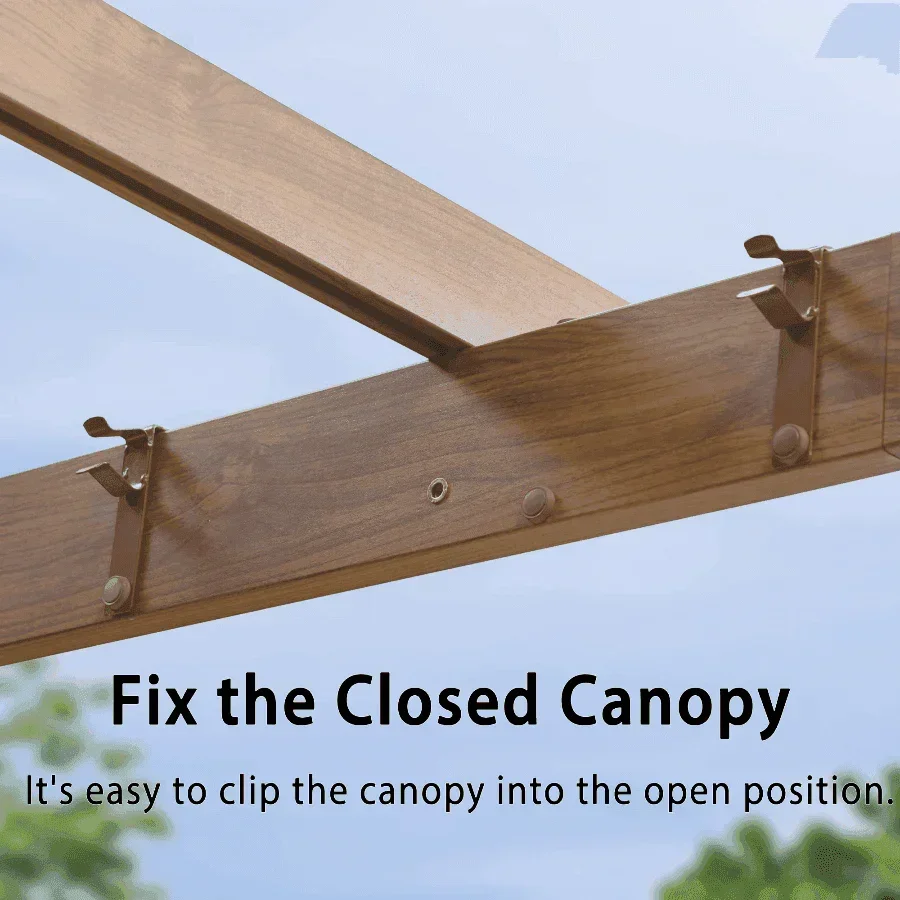 PURPLE LEAF Outdoor Retractable Pergola with Sun Shade Canopy Patio Metal Shelter for Garden Pavilion Natural Wood Grain Frame Grill Gazebo - Image 41