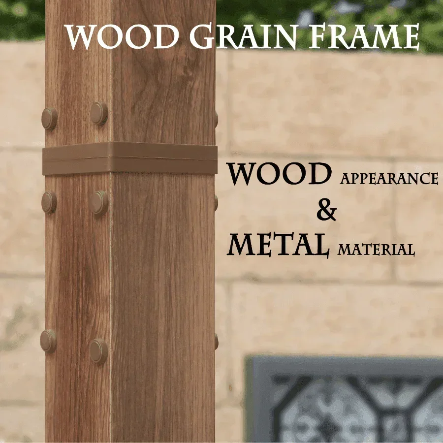 PURPLE LEAF Outdoor Retractable Pergola with Sun Shade Canopy Patio Metal Shelter for Garden Pavilion Natural Wood Grain Frame Grill Gazebo - Image 52