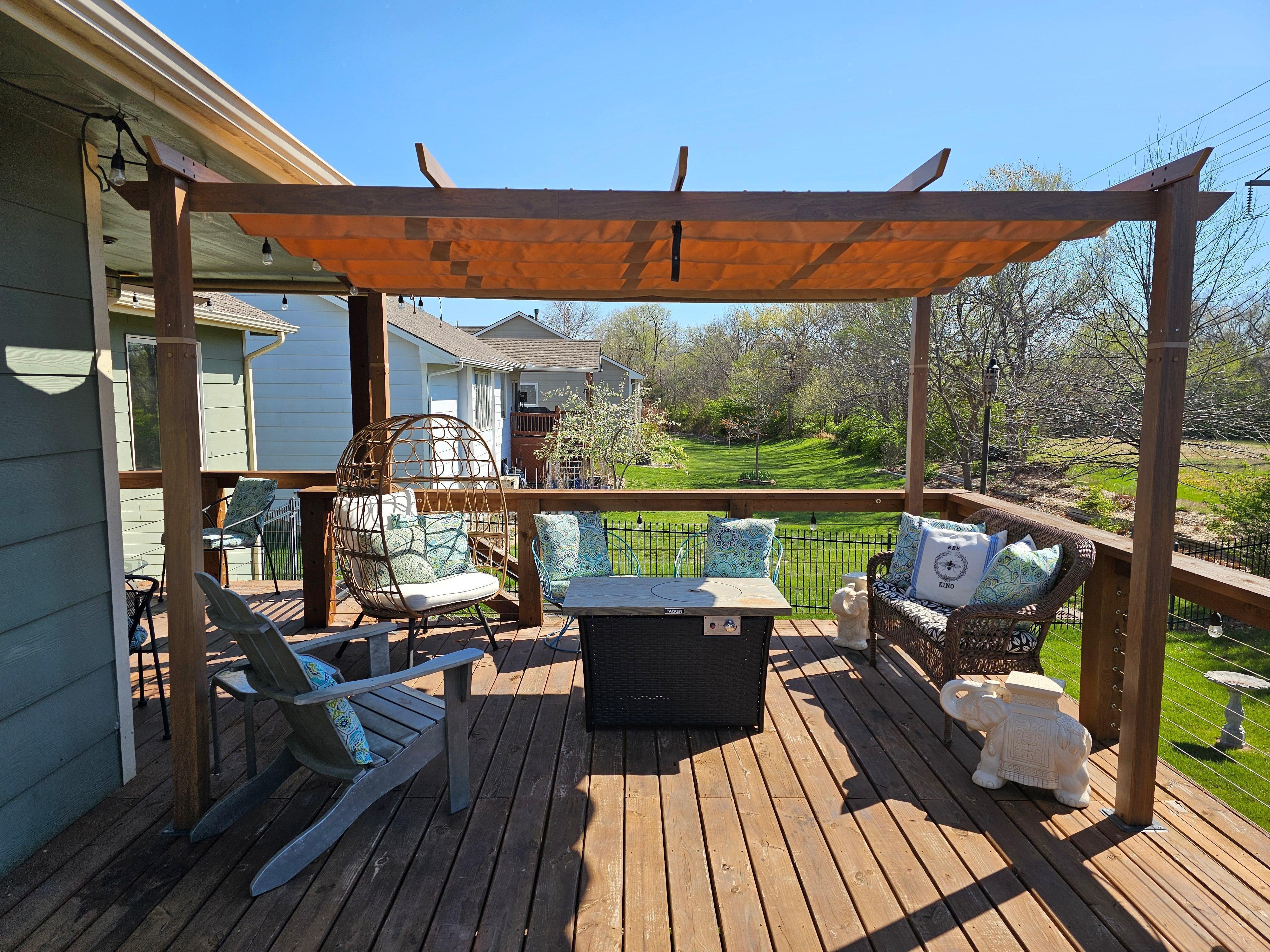 PURPLE LEAF Outdoor Retractable Pergola with Sun Shade Canopy Patio Metal Shelter for Garden Pavilion Natural Wood Grain Frame Grill Gazebo - Image 75